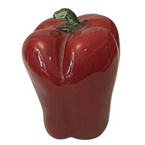 Art Glass Red Bell Pepper Figurine Paperweight Home Decor Handmade 5"